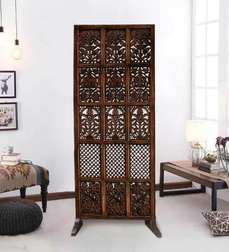 A Solid Wood Room Divider — Panel Only, No Stand