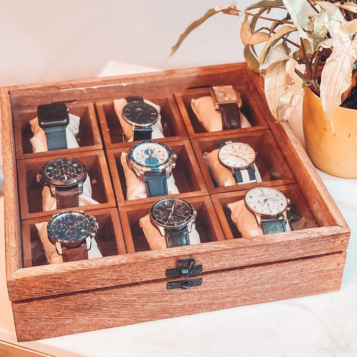 Wooden Watch Box With 9 Compartments - Wooden Twist UAE