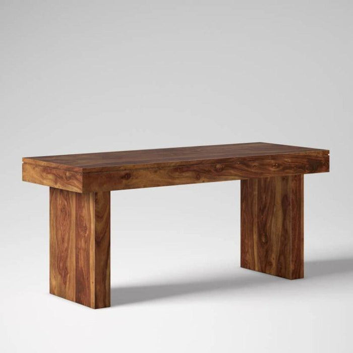 Elegant Teak Wood 6 Seater Dining Set with Bench (Finish Color - Honey) - Wooden Twist UAE