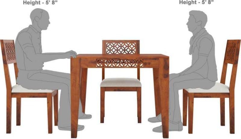 Carved Designer Teak Wood Dining Table & Chairs In Matte Finish - Wooden Twist UAE