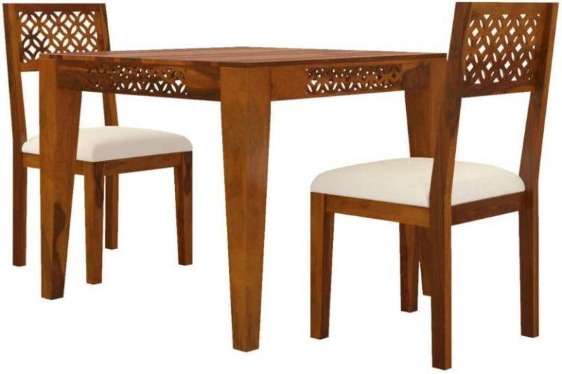 Carved Designer Teak Wood Dining Table & Chairs In Matte Finish - Wooden Twist UAE