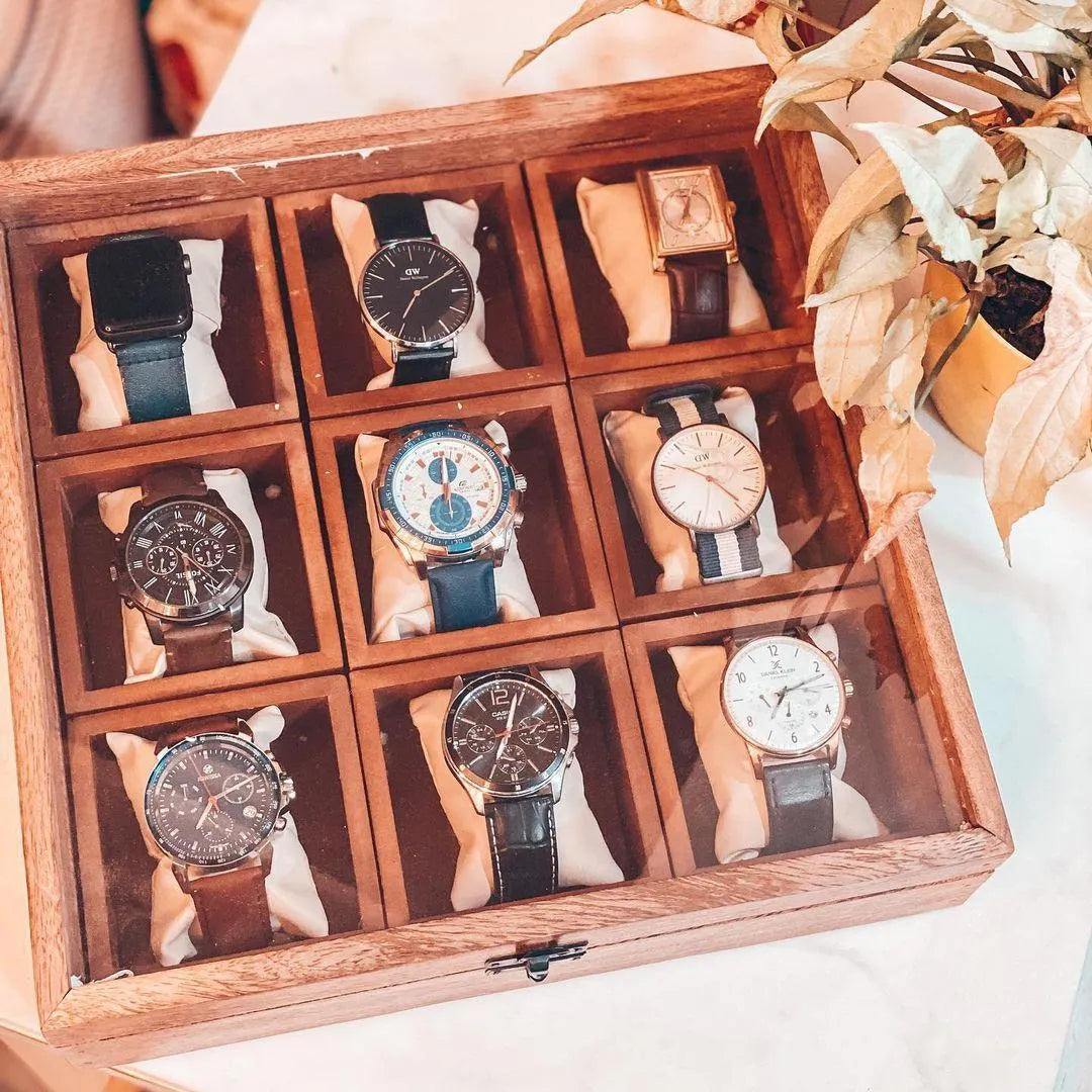 Wooden Watch Box With 9 Compartments - Wooden Twist UAE