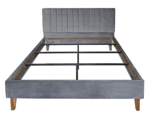 Austin Queen Bed with Upholstered Headboard in (Grey) - Wooden Twist UAE