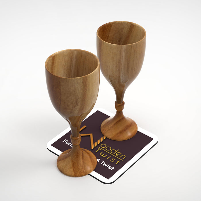 Royal Look Premium Wooden Glass In Teak Wood Set of 2