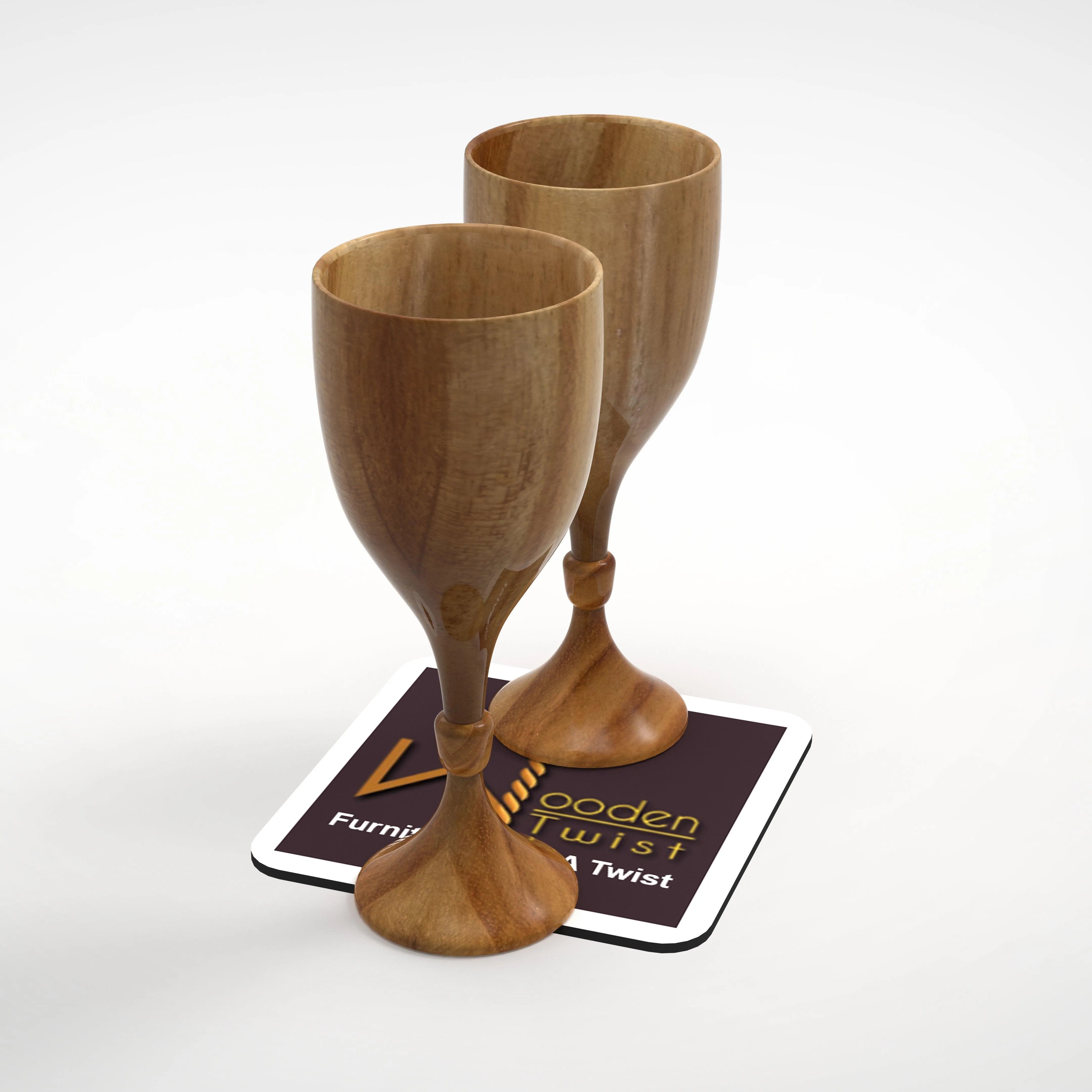 Royal Look Premium Wooden Glass In Teak Wood Set of 2 - Wooden Twist UAE