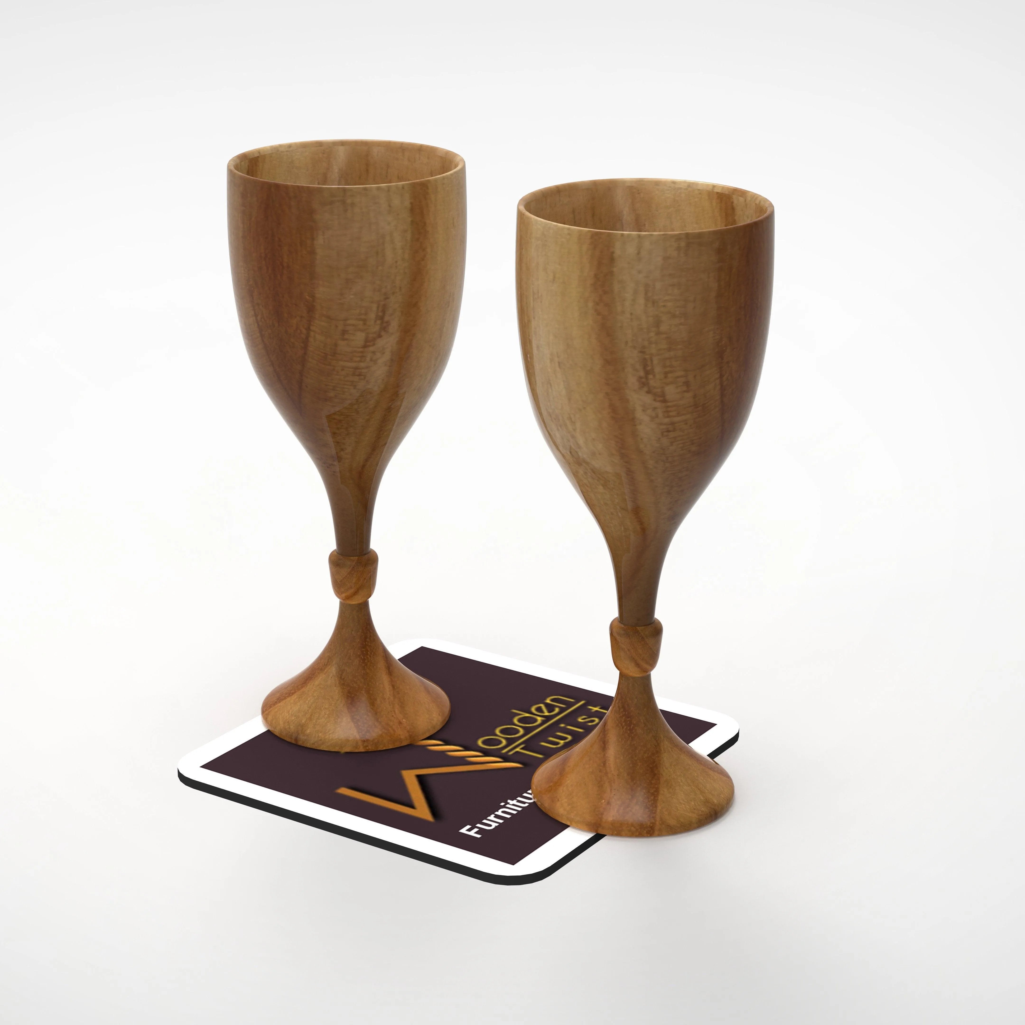 Royal Look Premium Wooden Glass In Teak Wood Set of 2 - Wooden Twist UAE