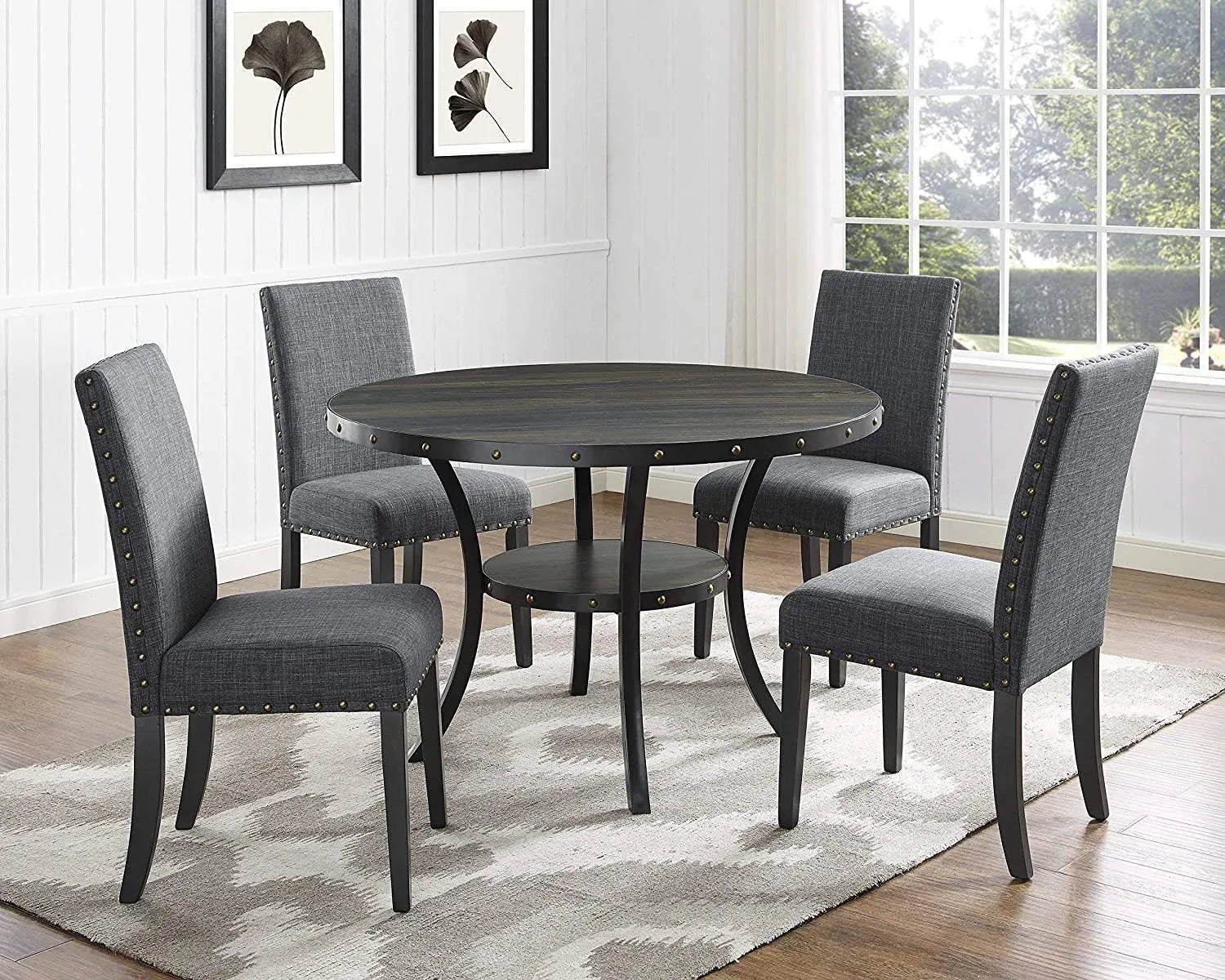 Premium Fabric Dining Chairs with Nailhead Trim (Set of 2) - WoodenTwist