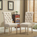Button Tufted Parsons Chairs in Teak Wood (Set of 2) - WoodenTwist