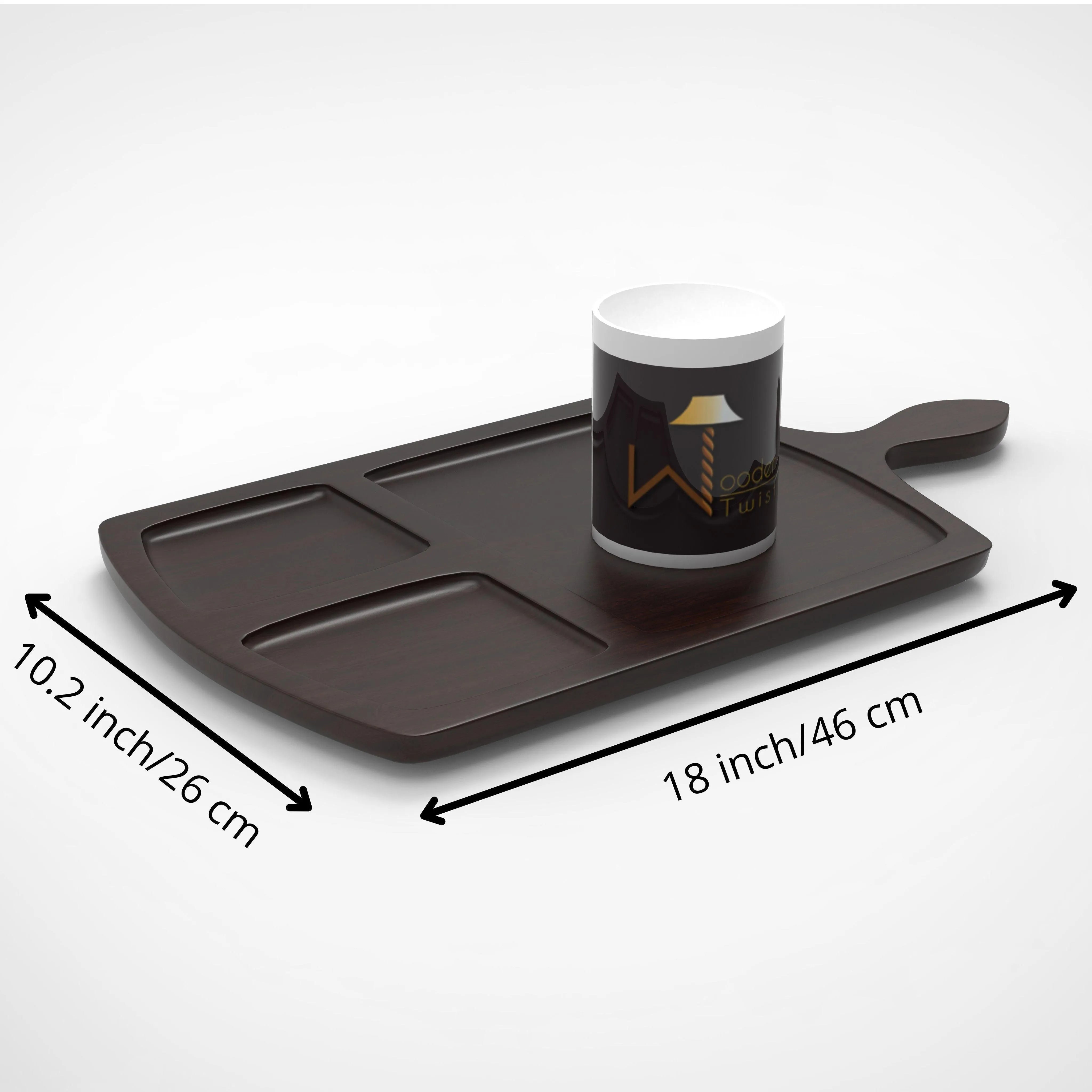 Multi-Compartment Wooden Tray