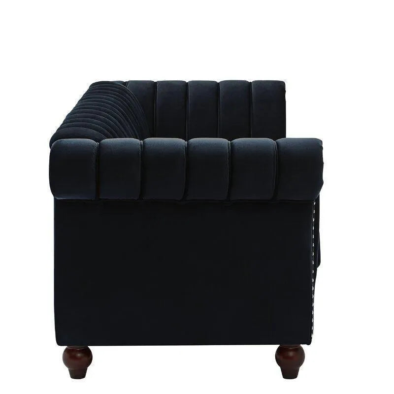 Designer Velvet Rolled Arm Chesterfield Sofa (3 Seater) - WoodenTwist