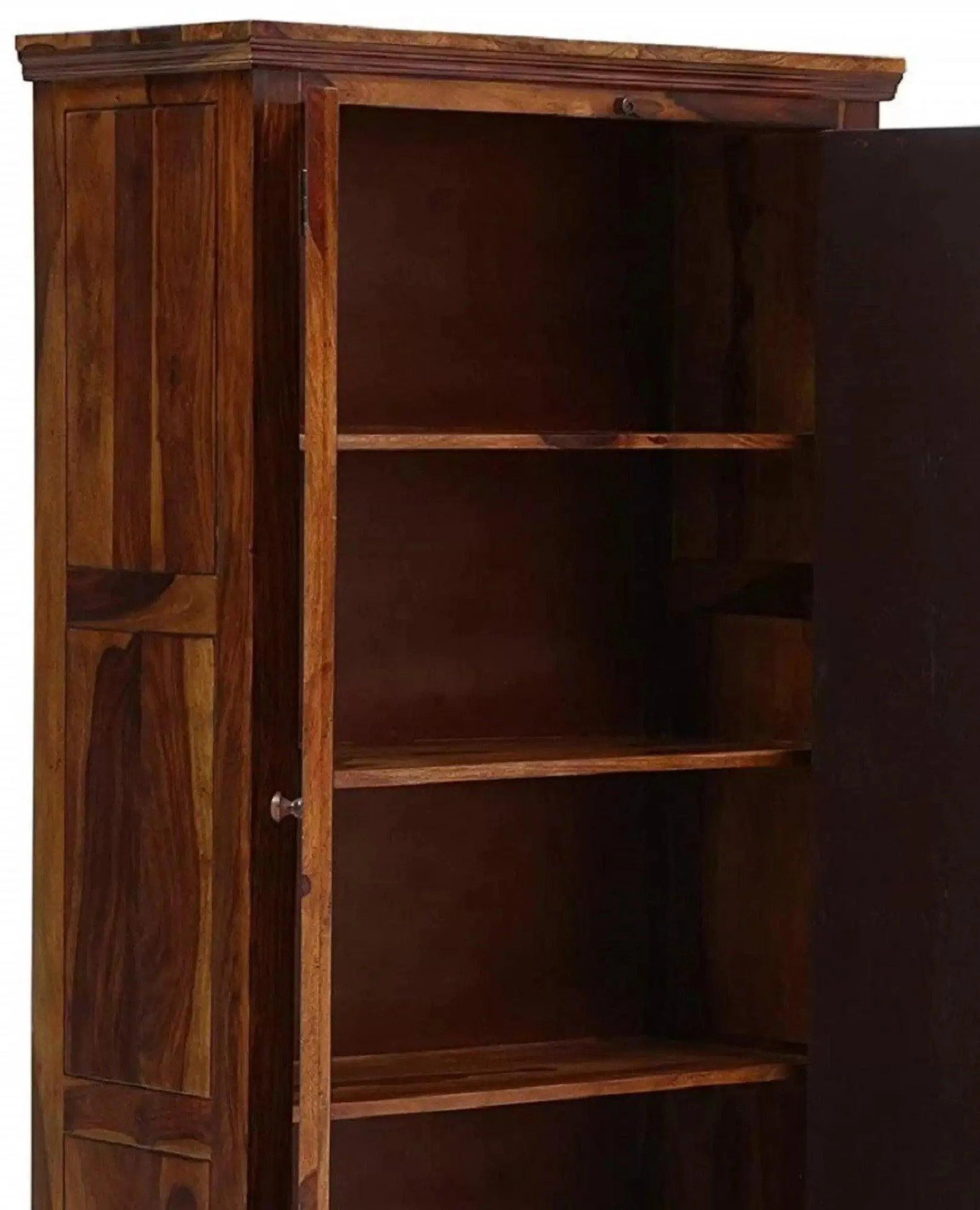 Solid Teak Wood 2 Door With Drawers Wardrobe - Wooden Twist UAE