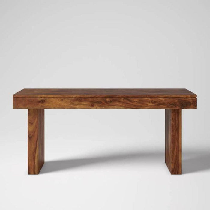 Elegant Teak Wood 6 Seater Dining Set with Bench (Finish Color - Honey)