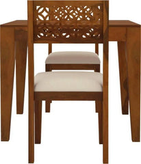 Carved Designer Teak Wood Dining Table & Chairs In Matte Finish - Wooden Twist UAE