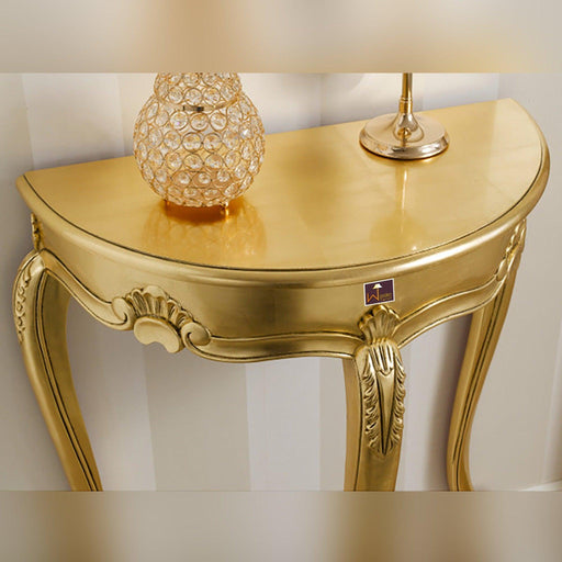 Console Table Arlette Half Moon French Baroque Style (Golden Leaf) - Wooden Twist UAE