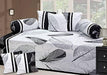 3D Printed Poly Cotton Diwan Set 8 Pcs (1 Single Bedsheet with 5 Cushions Covers and 2 Bolster Covers) - Wooden Twist UAE